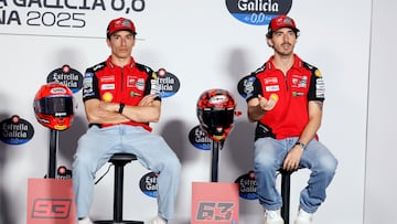 Márquez y Bagnaia en la rueda de prensa del jueves en Jerez.