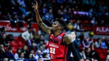 Dylan Ennis, durante el partido contra el Lietkabelis.