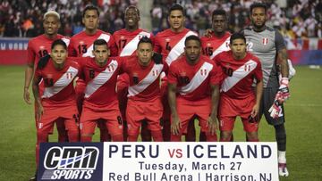 Formaci&oacute;n de Per&uacute; en el amistoso ante Islandia disputado en New Jersey.