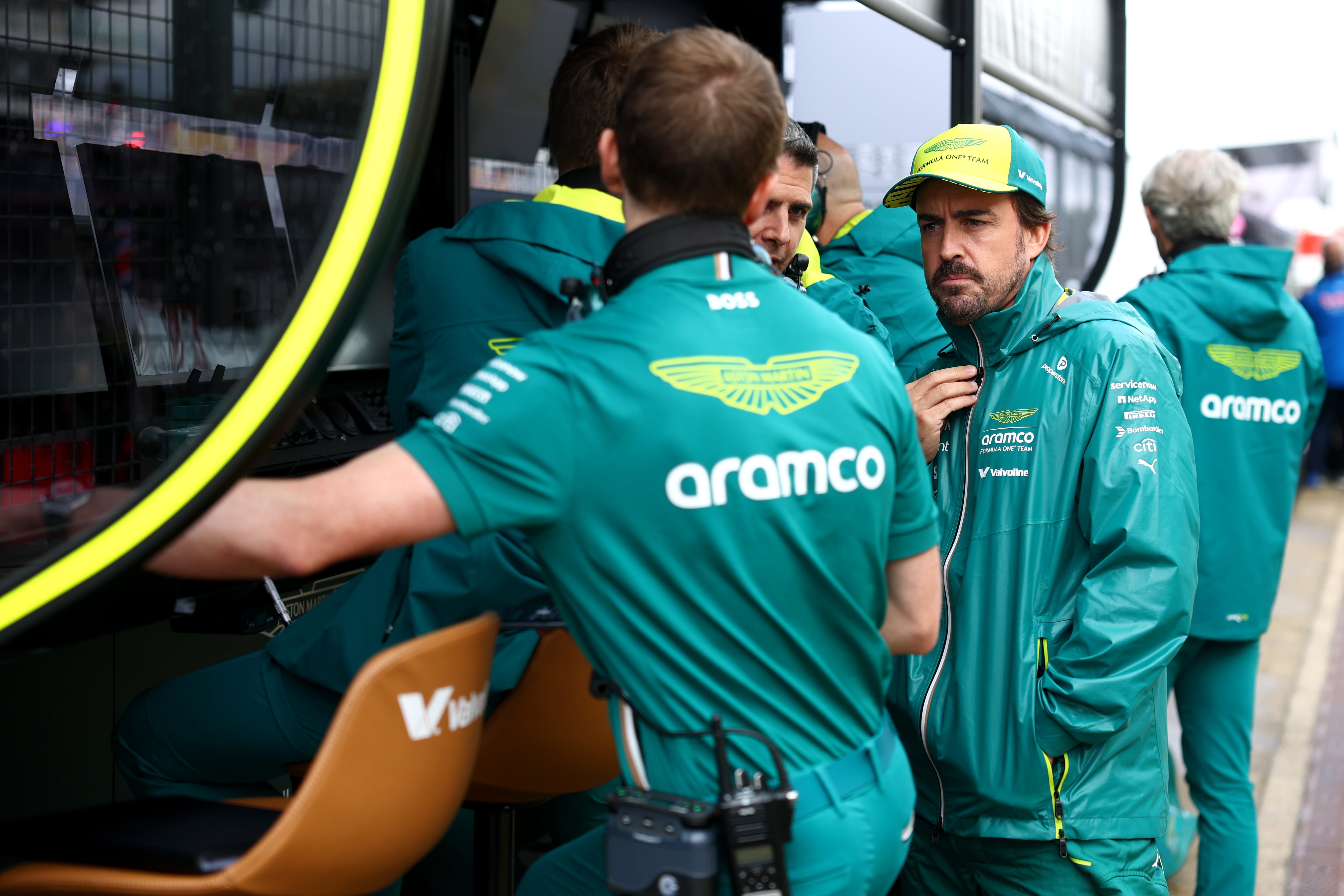 NORTHAMPTON, ENGLAND - JULY 06: Fernando Alonso of Spain and Aston Martin F1 Team at the pit wall prior to the F1 Grand Prix of Great Britain at Silverstone Circuit on July 06, 2025 in Northampton, England. (Photo by Zak Mauger/LAT Images)
2223796962
Colour Image, Horizontal, sport, motorsport, formula one racing