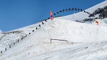 Mathilde Gremaud doing the first ever woman Switch Double Cork 14 in Saas Fee, Switzerland on September 14, 2020. // Dom Daher/Red Bull Content Pool // SI202009150272 // Usage for editorial use only // 