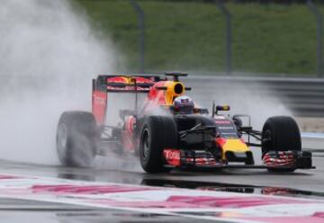Daniel Ricciardo durante el test de neumáticos mojados.