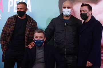 Luis Enrique, Unzue, Guardiola y Xavi, en la presentación del documental Vivir valELA pena.