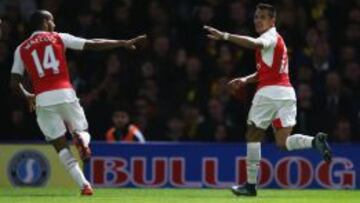 Alexis Sánchez celebra el gol que le marcó a Watford.