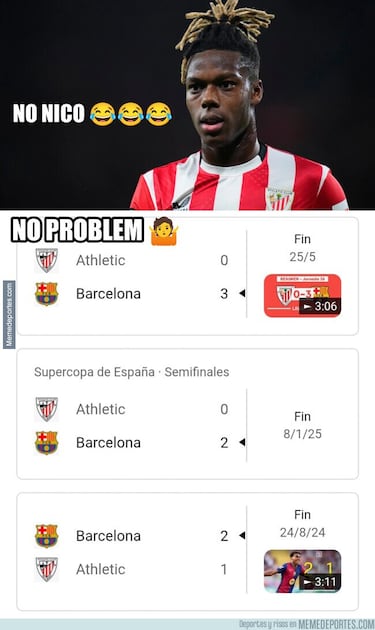 Los memes se ceban con el Barcelona tras la renovación de Nico Williams con el Athletic