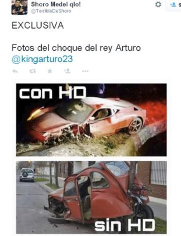 Los 'memes' del accidente de Arturo Vidal con su Ferrari