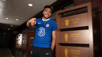 COBHAM, ENGLAND - SEPTEMBER 05:  Reece James of Chelsea signs a contract extension at Chelsea Training Ground on September 5, 2022 in Cobham, England. (Photo by Darren Walsh/Chelsea FC via Getty Images)