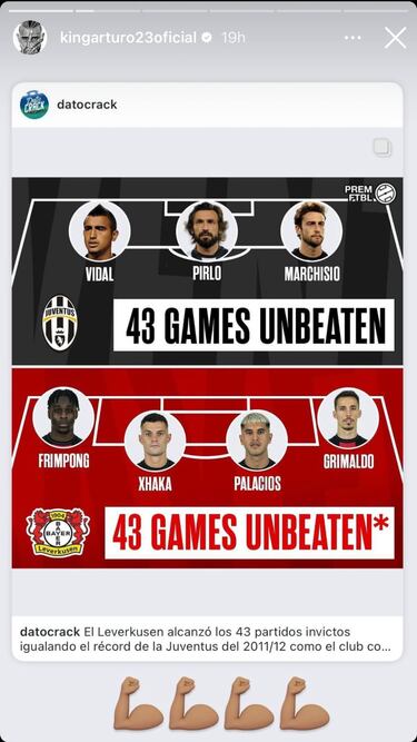 El Bayer Leverkusen iguala el récord de Vidal y así reacciona el chileno en redes