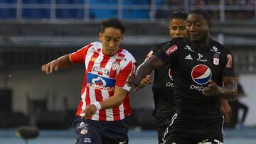 Fabián Sambueza durante un partido entre América de Cali y Junior por la Liga Águila II-2018