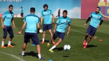 Instante de un entrenamiento del Barça.
