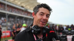 Golfer Rory McIlroy, of Northern Ireland, and investor in Alpine Formula One racing team, speaks to the media before the Sprint at the Circuit of the Americas in Austin, Texas, on October 21, 2023, ahead of the United States Formula One Grand Prix. (Photo by Chandan Khanna / AFP)