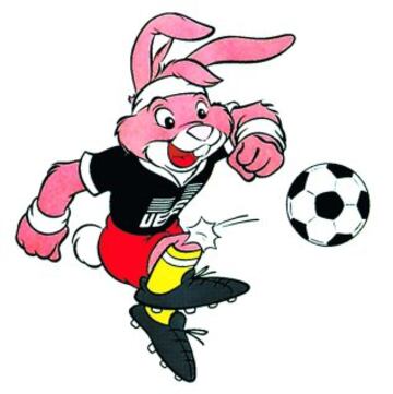 La mascota de la Eurocopa se llamaba Bernie y era un conejo futbolista vestido con los colores de la bandera de Alemania.