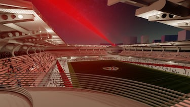 El proyecto del nuevo estadio de Vallecas propone un recinto moderno y funcional sin renunciar al barrio. Las imágenes muestran cómo la reorientación y el rediseño permitirían integrar el campo en el mismo corazón urbano que siempre lo ha acogido.