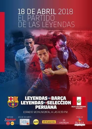 Leyendas del Barça vs. leyendas del Perú jugarán en Lima