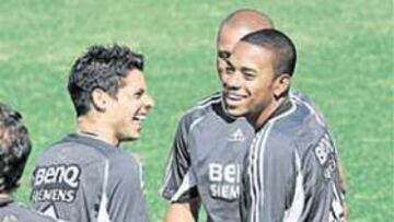 <b>SE ENTRENÓ. </b>Robinho, ayer, en la Ciudad Deportiva de Valdebebas.