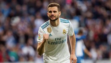 Nacho celebrando su segundo gol en la victoria del Real Madrid ante el Deportivo.