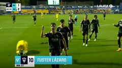 Fuster Lázaro celebra el gol del Albacete ante el Alcorcón