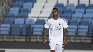 El futbolista brasileño del Real Madrid Castilla, Rodrygo Goes, durante un partido.