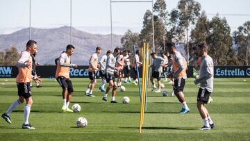 Los jugadores del Celta se ejercitan duranta la temporada 2020-2021 en la ciudad deportiva del club vigu&eacute;s.