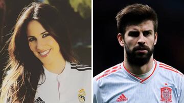 Im&aacute;genes de Irene Junquera con la camiseta del Real Madrid y de Gerard Piqu&eacute; durante el 6-1 de Espa&ntilde;a a Argentina.