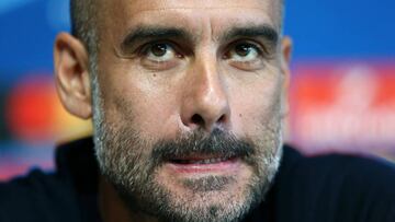 MANCHESTER, ENGLAND - APRIL 09: Josep Guardiola, Manager of Manchester City looks on during a Press Conference at Manchester City Football Academy on April 9, 2018 in Manchester, England. (Photo by Jan Kruger/Getty Images)