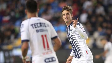 AME1898. PACHUCA (MÉXICO), 12/03/2023.- Jordi Cortizo de Monterrey celebra un gol ante Pachuca, durante un partido correspondiente a la jornada 11 del torneo Clausura 2023 de la Liga MX del fútbol mexicano, hoy, en el estadio Hidalgo de la ciudad de Pachuca (México). EFE/ David Martínez Pelcastre