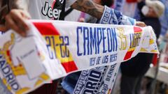 MADRID, SPAIN - APRIL 30: Merchandise is seen for sale prior to the LaLiga Santander match between Real Madrid CF and RCD Espanyol at Estadio Santiago Bernabeu on April 30, 2022 in Madrid, Spain. (Photo by Gonzalo Arroyo Moreno/Getty Images)