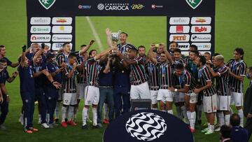 Los jugadores de Fluminense celebran el t&iacute;tulo de la Copa de R&iacute;o.
