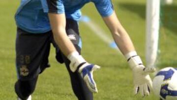 Fabricio Agosto durante su primer entrenamiento con el Deportivo de la Coru&ntilde;a.