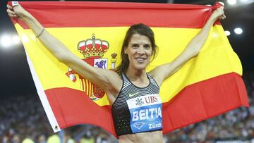 Ruth Beitia celebra su segundo t&iacute;tulo en la Diamond League tras el mitin de Z&uacute;rich de 2016.