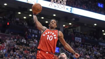 DeMar DeRozan realiza un mate durante el Toronto Raptors-Washington Wizards.