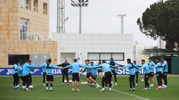El Villarreal, en su último entrenamiento.