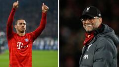 Thiago Alc&aacute;ntara y Jurgen Klopp.