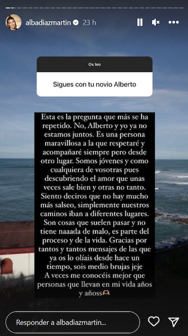 Alba Daz confirma la ruptura con su novio futbolista