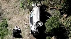 El  autom&Atilde;&sup3;vil de Tiger Woods tras el accidente de tr&Atilde;&iexcl;fico en el suroeste de Los &Atilde;ngeles, California (EE.UU).