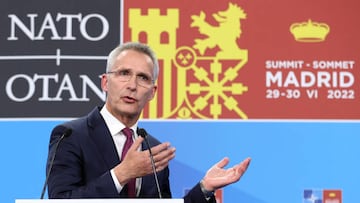 Jens Stoltenberg, Secretario General de la OTAN, en una conferencia durante la cumbre de la Alianza en Madrid