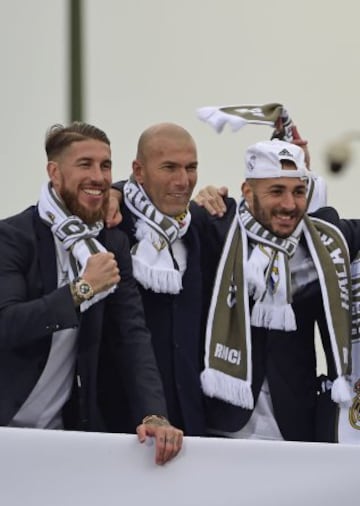 Sergio Ramos, Zidane y Benzema.