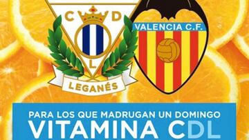 El cartel publicitario del Leganés para el encuentro ante el Valencia.