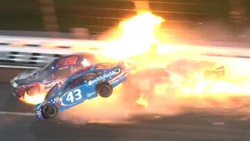 Grave accidente en la NASCAR: fuego y una vértebra fracturada