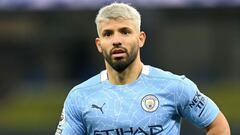 FILED - 21 January 2021, United Kingdom, Manchester: Manchester City&#039;s Sergio Aguero in action during the English Premier League soccer match between Manchester City and Arsenal at the Etihad stadium.  Aguero revealed on his social media that he test