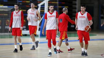 Los jugadores de la Selección durante un entrenamientos.