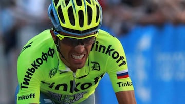Alberto Contador, a su llegada a la meta en Bagneres-de-Luchon.