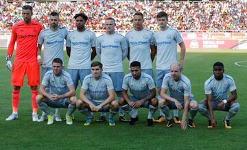 Everton line up before their pre-season friendly against Gor Mahia FC in Tanzania.