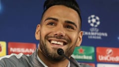 Monaco&#039;s Colombian forward Radamel Falcao looks on as he gives a press conference at the Louis II stadium in Monaco on November 1, 2016, on the eve of the UEFA Champions League football match AS Monaco vs CSKA Moscow. / AFP PHOTO / VALERY HACHE