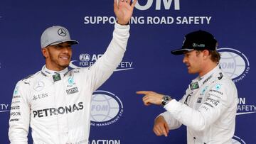 Hamilton y Rosberg cuando eran compa&ntilde;eros en Mercedes.