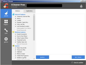 Interfaz de la versión hackeada de CCleaner