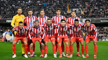 Soccer Football - LaLiga - Valencia v Atletico Madrid - Estadio de Mestalla, Valencia, Spain - February 22, 2025 Atletico Madrid players pose for a team group photo before the match REUTERS/Pablo Morano