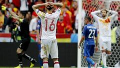 Juanfran of Spain reacts during the UEFA EURO 2016 round of 16 match between Italy and Spain at Stade de France in St. Denis, France, 27 June 2016.