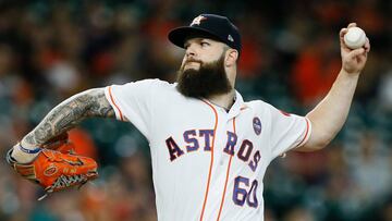 HOUSTON, TX - SEPTEMBER 03:  Dallas Keuchel #60 of the Houston Astros pitches in the first inning against the Minnesota Twins at Minute Maid Park on September 3, 2018 in Houston, Texas.  (Photo by Bob Levey/Getty Images)