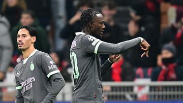 Soccer Football - Champions League - AC Milan v Crvena Zvezda - San Siro, Milan, Italy - December 11, 2024 AC Milan's Tammy Abraham celebrates scoring their second goal REUTERS/Daniele Mascolo